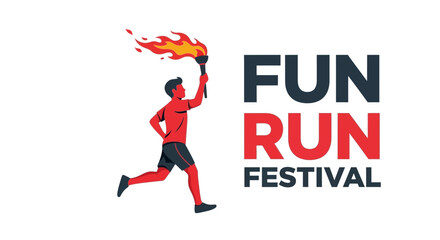 Obraz premium Torchbearer Leading The Way At Fun Run Festival, A Celebration Of Sport Enthusiasts