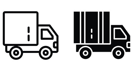 Fototapeta premium delivery truck icon set for logistics shipping transport cargo vehicle commercial freight distribution service courier moving van supply chain industry