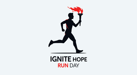 Obraz premium Torchbearer Running with Ignite Hope Message During The Run Day Celebrations Events