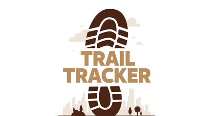 Fototapeta premium Trail Tracker Emblem Depicts Footprint Visuals with Nature-Inspired Typography, for Outdoors