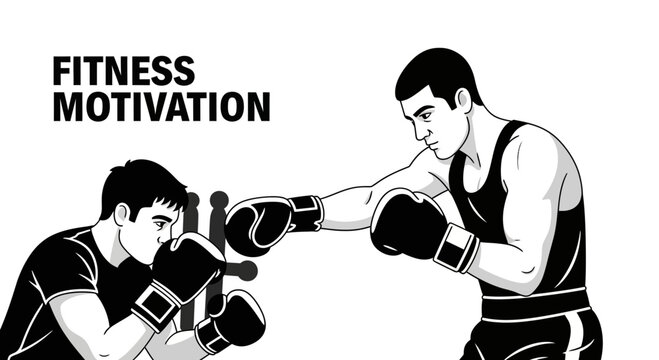 Two Boxers Sparring On A White Background Motivational Fitness