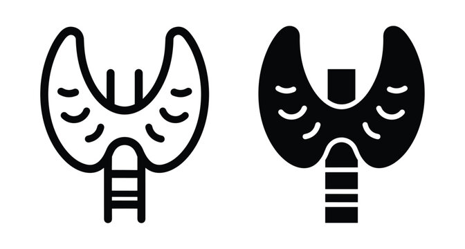 Thyroid gland human endocrine system organ medical icon set for healthcare biology anatomy research and clinical diagnosis of thyroid diseases