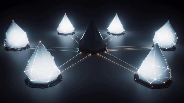 Geometric shapes connected in network emphasizing natural beauty and tranquility