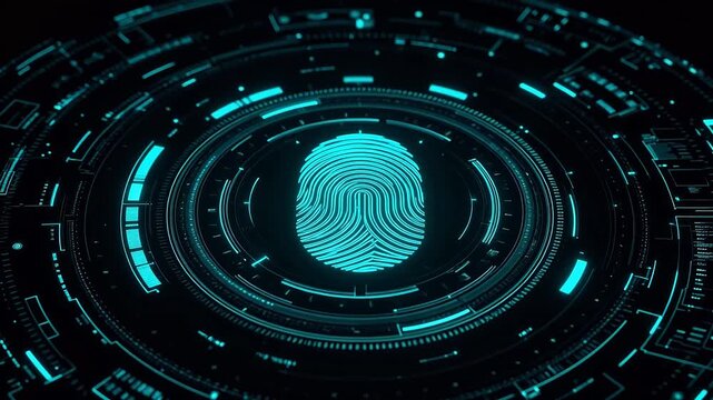Futuristic fingerprint technology interface emphasizing natural beauty and tranquility