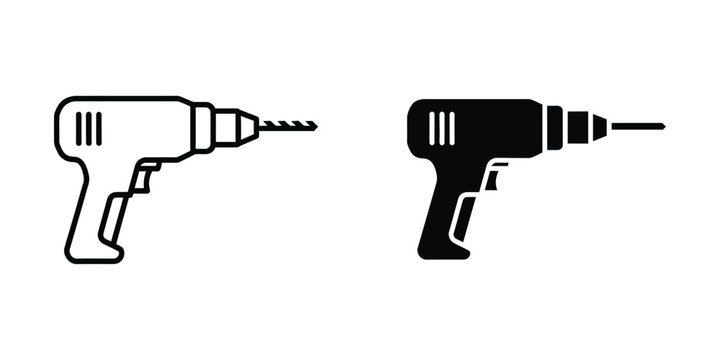 Comparison of a white and black cordless drill in outline form