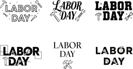 Obraz premium Labor day typography collection hand lettered and distressed designs