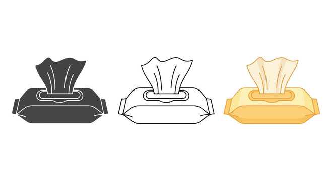 Colorful tissue box icons in black, white, and yellow on a white background