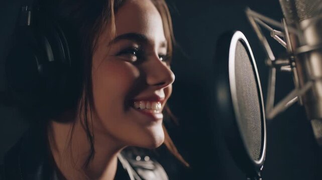 Recording session with artist singing in studio on a regular day in the afternoon