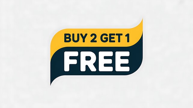 Discount offer label, buy 2 get 1 free deal, promotional tag, shopping discount