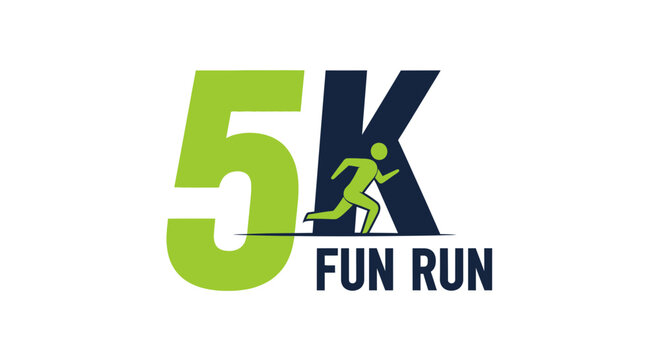 Vibrant 5K Fun Run Logo: An Energetic Illustration of Fitness and Community Event