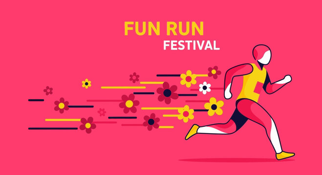 Vibrant Fun Run Festival Illustration: A Dynamic and Energetic Sports and Event Design