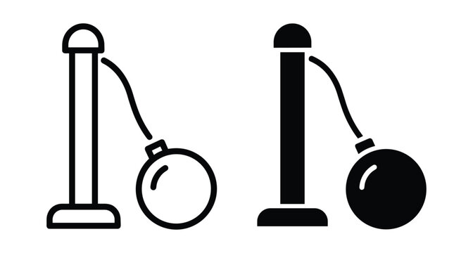 wrecking ball icon set for demolition construction industry destruction heavy machinery equipment crane ball smashing wall building site project tool symbol