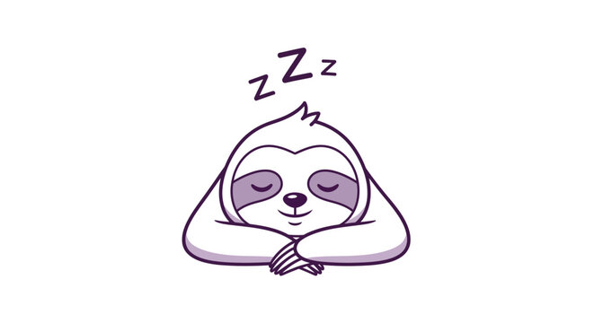 A cute cartoon sloth sleeping peacefully.