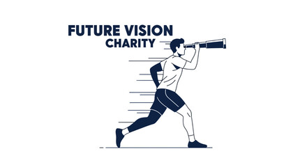 Fototapeta premium Visionary Pursuit: A Man Gazing Through a Telescope, Aiming Toward The Abstract Future