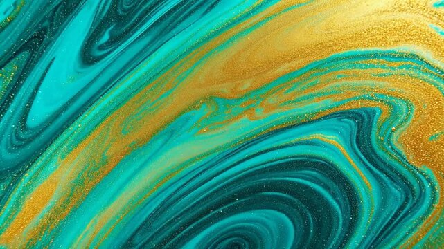 Abstract swirling teal and gold paint symbolizing freedom, adventure, and exploration