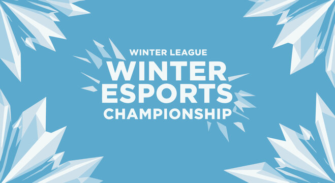 Winter Esports Championship Promotional Design With Abstract Ice Crystal Decorations Displayed