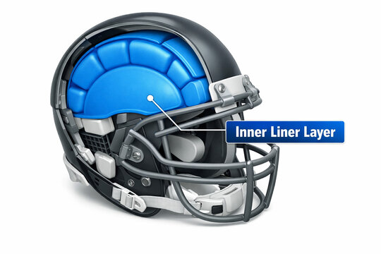 American Football Helmet Inner Liner Illustration, Protective Gear Safety Concept