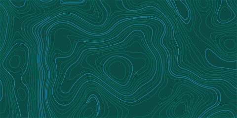 Abstract dark teal topographic map background with organic wavy lines  modern fluid contour pattern wallpaper. © Creative Lis