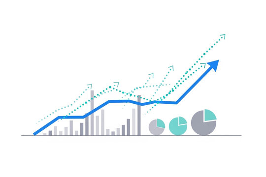 Business Analytics Growth Chart Illustration, Financial Data Analysis Dashboard Concept