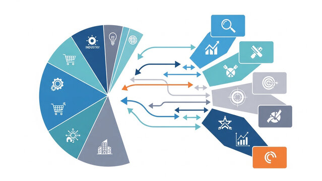 Workflow Infographic with Circular Chart and Arrows, Business Process Cycle Diagram
