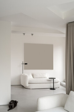 Light apartment in contemporary style with white and black furniture