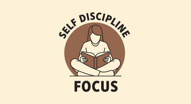 Woman Reading a Book Symbolizing Self-Discipline and Focus for Personal Improvement Imagery Design