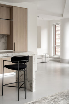 Light apartment in contemporary style with kitchen zone