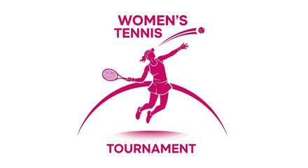 Obraz premium Women's Tennis Tournament: Dynamic Silhouette of a Player Serving the Ball with Elegance