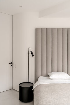 Light apartment in contemporary style with wall panelling