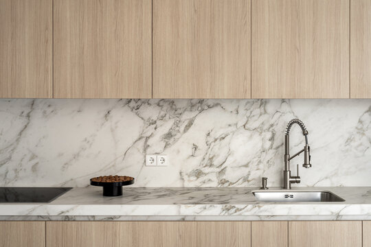 Light apartment in contemporary style with kitchen zone