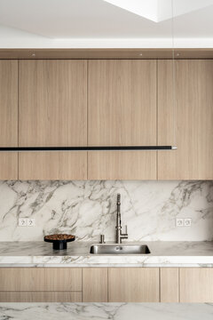 Light apartment in contemporary style with kitchen zone