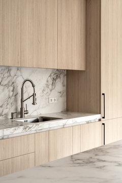 Light apartment in contemporary style with kitchen zone