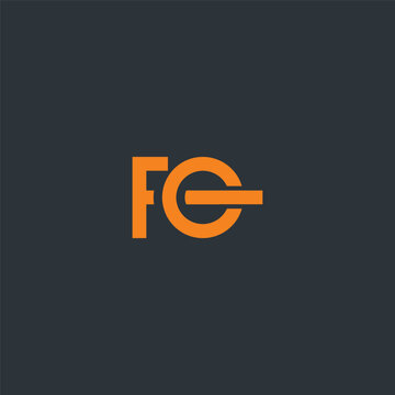 Orange letter logo design with f and e on dark background