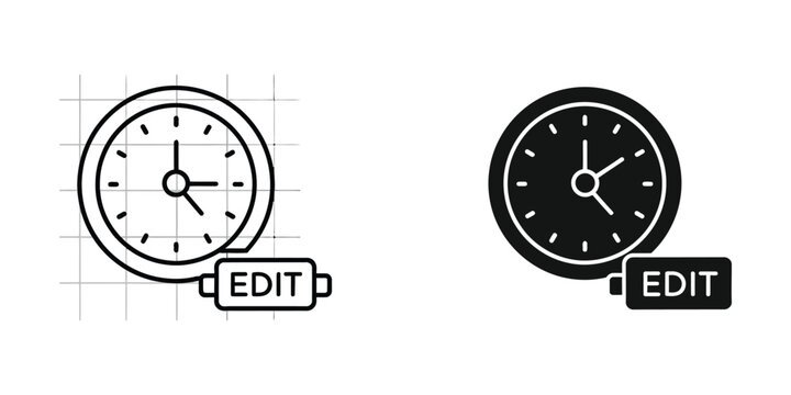 Analog clock designs in draft and finalized versions with edit buttons