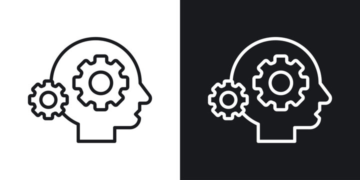 Interpretation icons set in black and white stroke lines