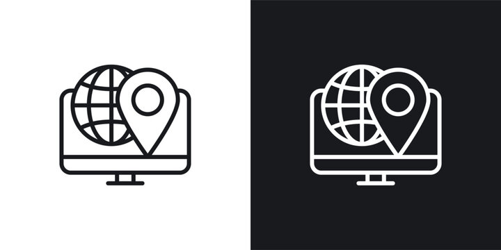 IP icons set in black and white stroke lines