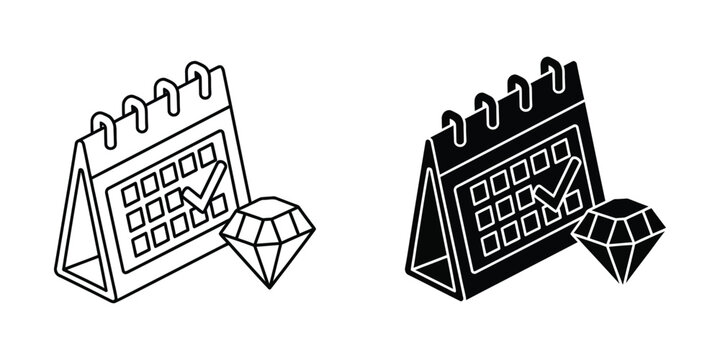 Anniversary celebration with diamonds and calendar marking significant dates