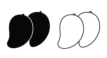 Black and white mango illustrations showing filled and outlined forms © Rabbi