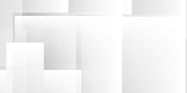 Abstract white and gray geometric background with overlapping squares and rectangles in a soft minimalist style