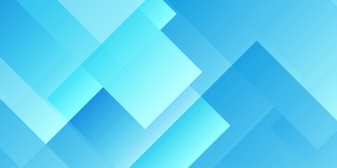 Obraz premium Abstract blue geometric background with overlapping transparent squares and diagonal light rays for corporate tech design