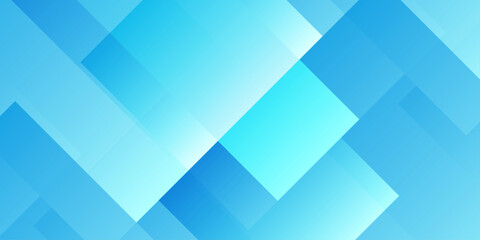 Obraz premium Abstract blue geometric background with overlapping transparent squares and diagonal light rays for corporate tech design