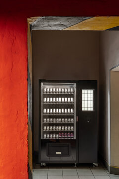 Corridor of vintage restaurant with vending machine