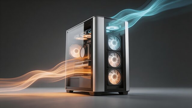 Computer case with internal fans and airflow