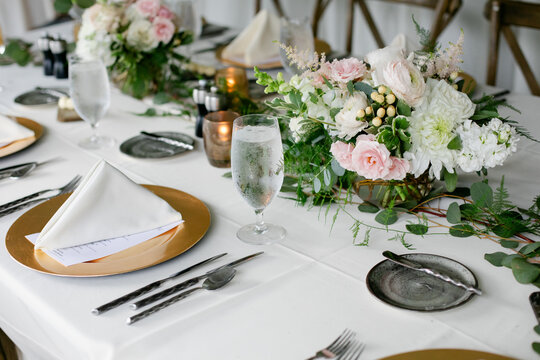 Beautiful Table Setting at Romantic Wedding