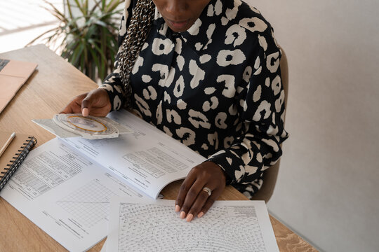 Anonymous woman planning her flight