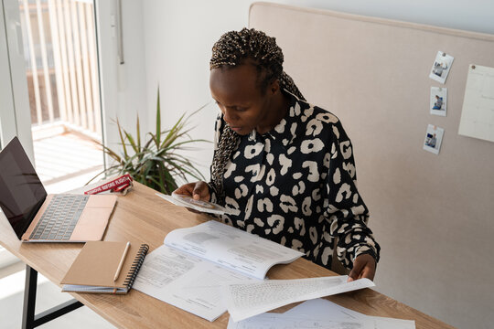 Woman making preflight preparations