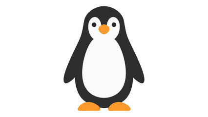 Fototapeta premium Cute Penguin Vector Icon Illustration: A modern flat design of an upright flightless aquatic bird isolated on white. High-quality scalable graphic perfect for nature, wildlife, and animal themes.