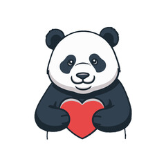Fototapeta premium Cute cartoon panda holding heart.