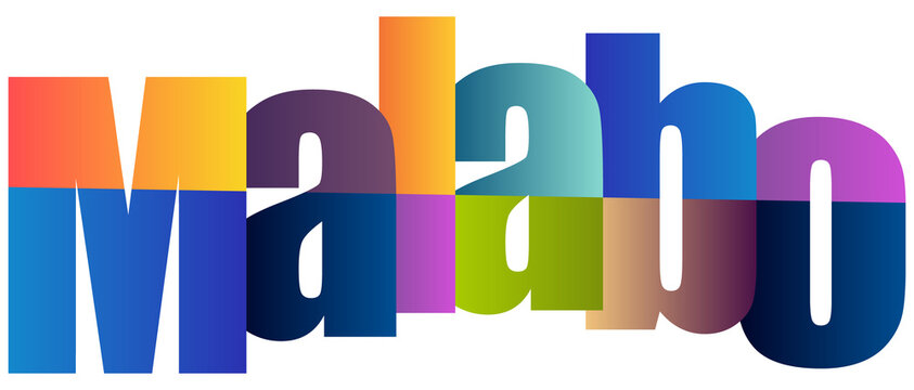 Colorful gradient text design featuring the word Malabo creatively styled
