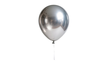 Shiny chrome balloon with white string, isolated on transparent background © Maria